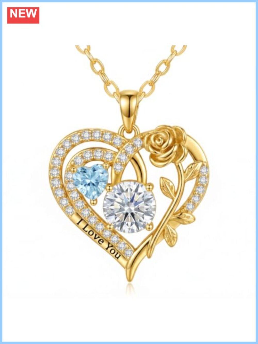 18K Gold Moissanite Heart Pendant Necklace 2CT Adjustable 18-20"
